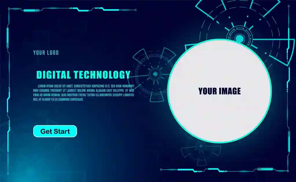 Texnologiya tushunchasi veb-banner shablon broshyura ko'k rang | Technology concept web banner template brochure blue colour