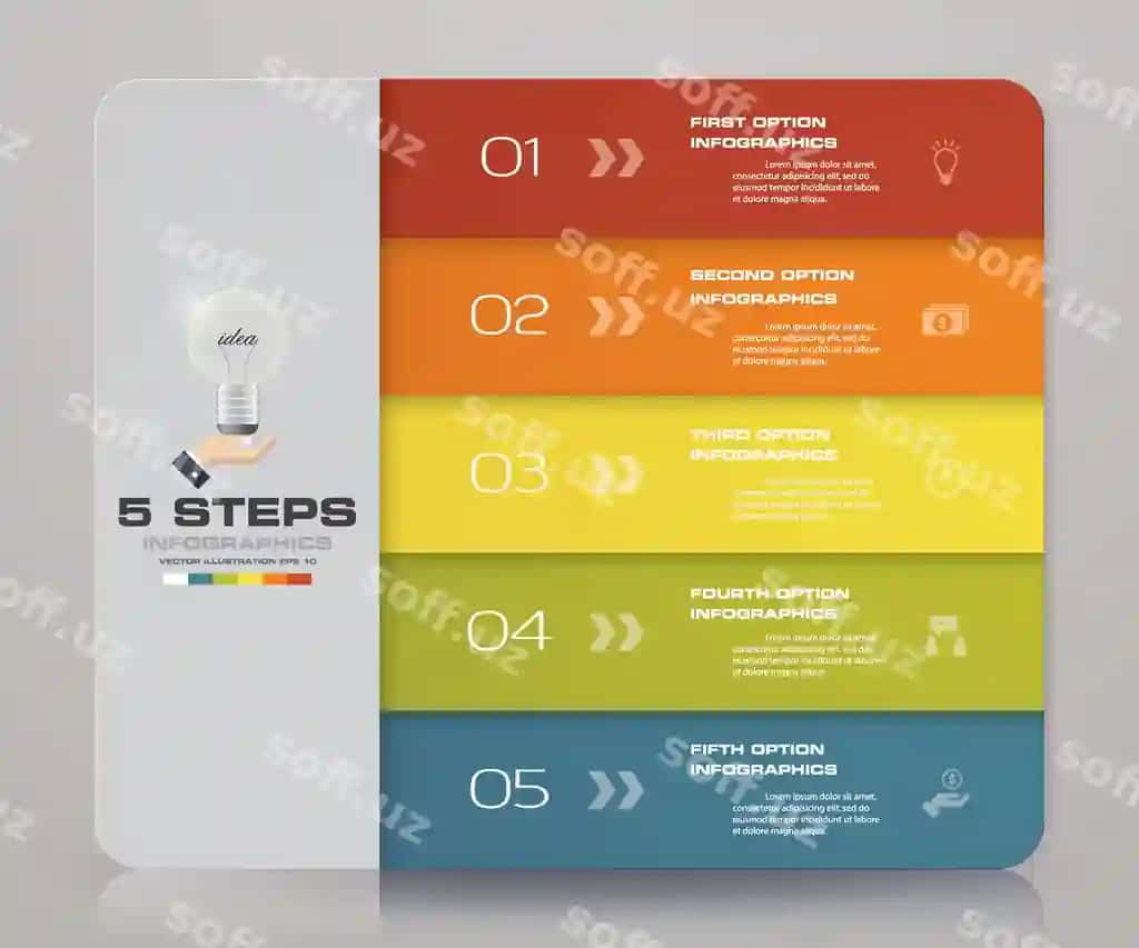 5 bosqichli infoqrafik elementlar diagrammasi prezentatsiyasi | 5 steps infographics element chart presentation