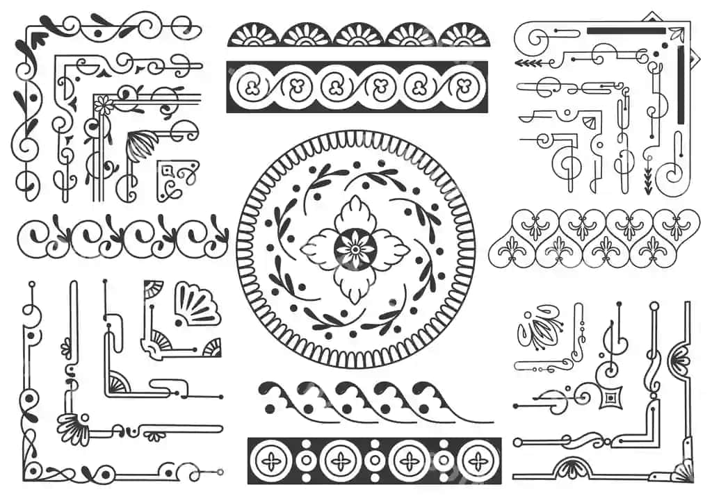 Vintage chegara freym elementi vektor illustratsiyasi | Vintage boder frame element vector illustration