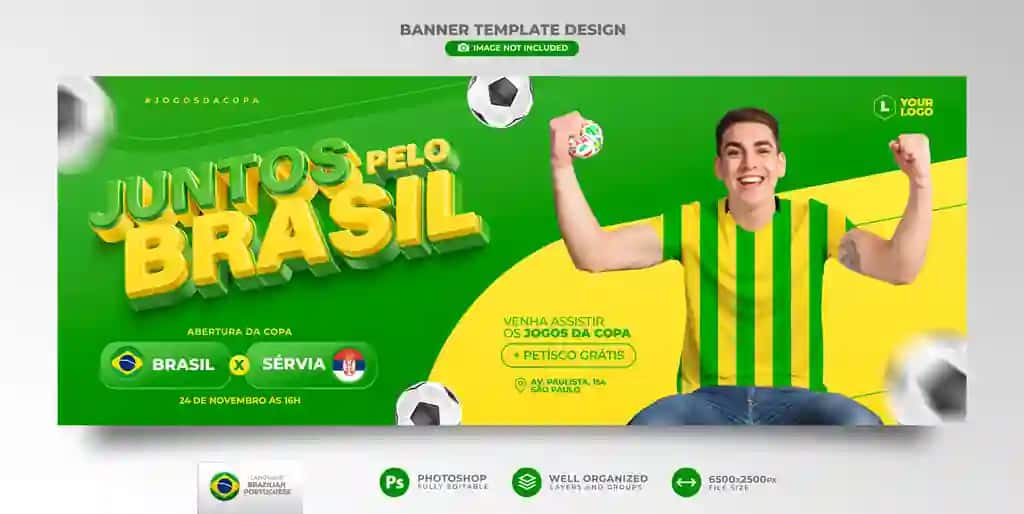 Banner birgalikda brazil 3d render marketing kampaniyasi brazil portugal | Banner together brazil 3d render marketing campaign brazil portuguese