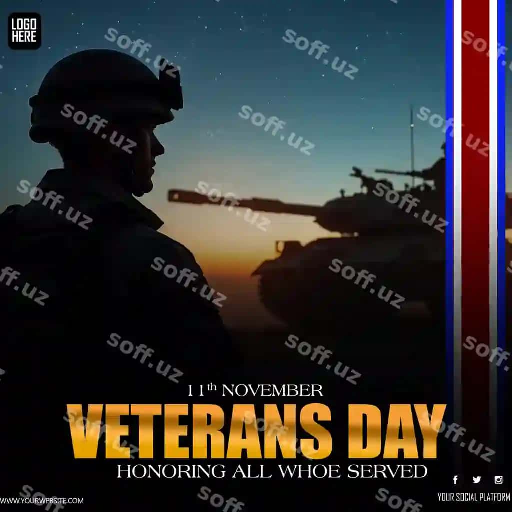 Veteranlar kuni tabrigi shabloni | Veterans day celebration poster template