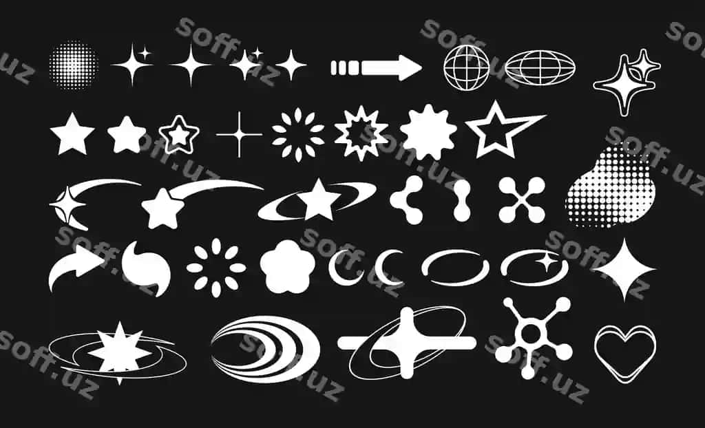 To'plam retro Y2k shakllar 2000-yillar grafik dizayn elementlari | Collection retro y2k forms shapes 2000s graphic design elements