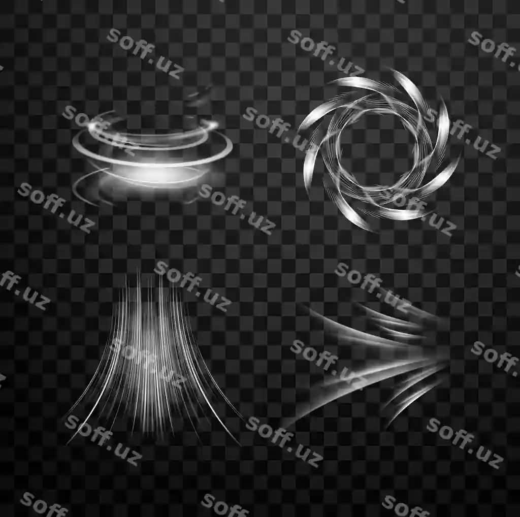 Oq rang to'plami bilan realistik shamol aylanmalari vektori | Realistic wind swirls vector with white color set