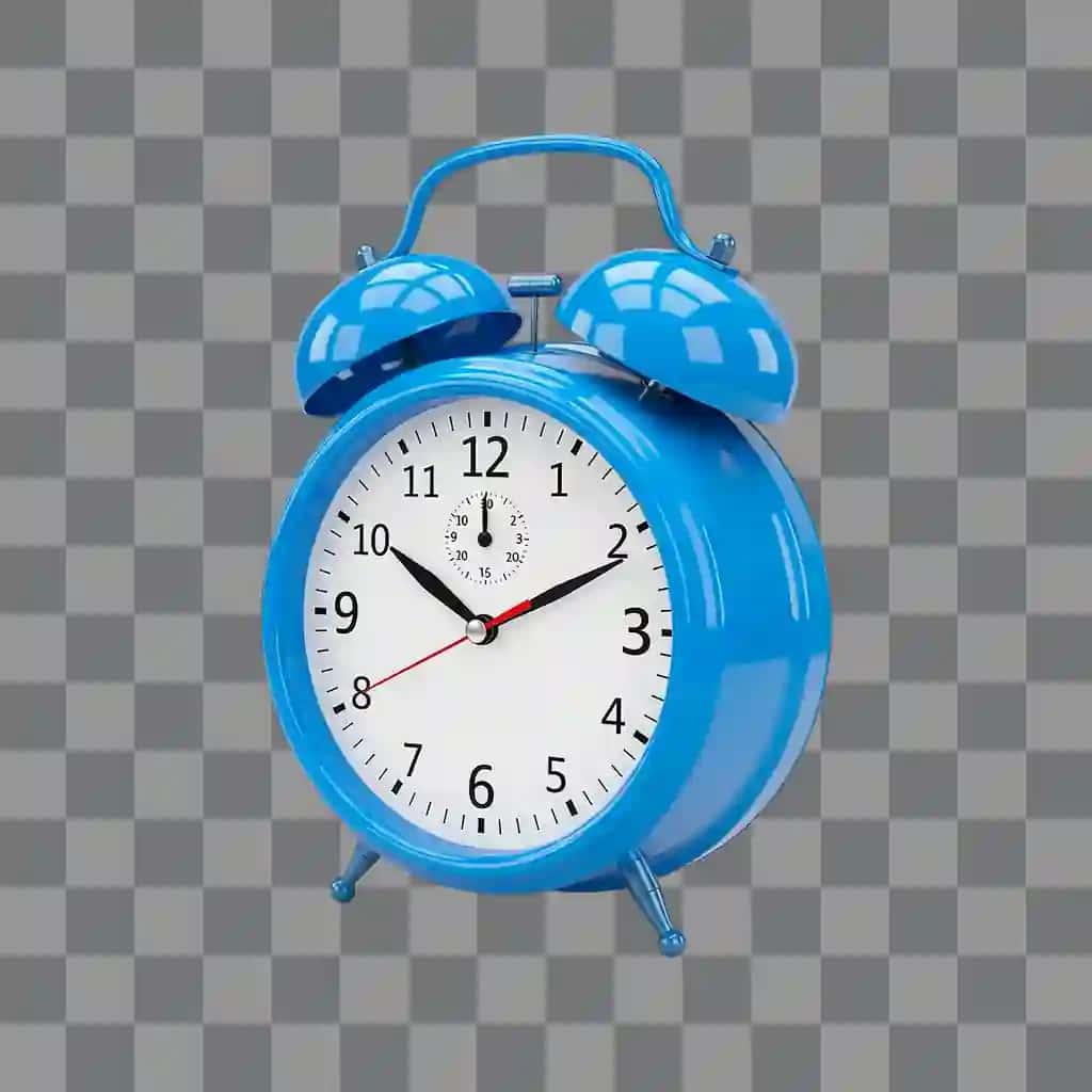 Klassik ko'k budilnik shaffof fon | Classic blue alarm clock transparent background