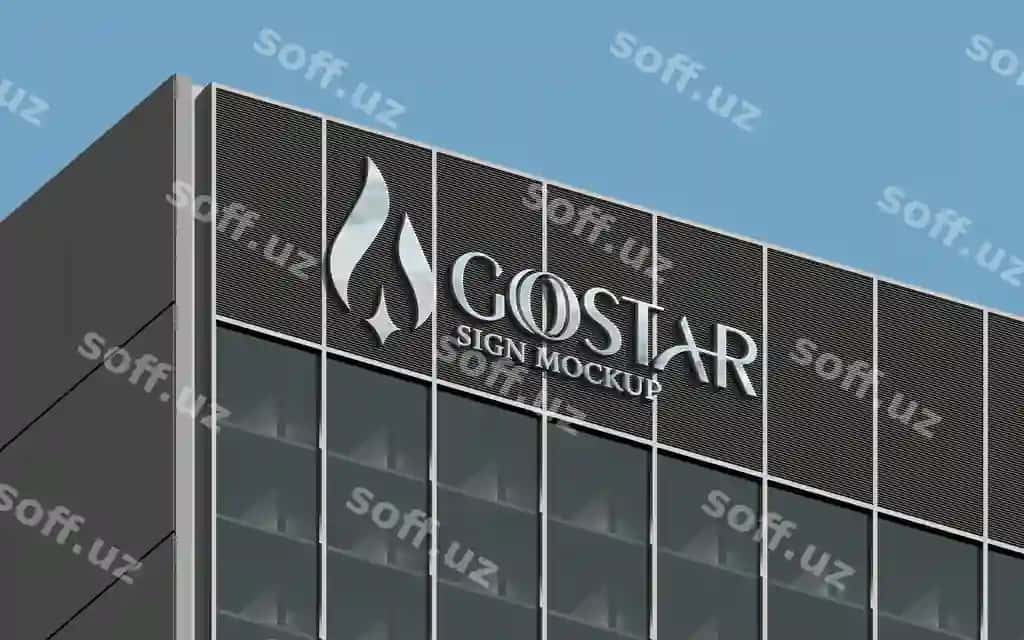 Zamonaviy 3D bino belgi namunasi | Modern 3d building sign mockup 2