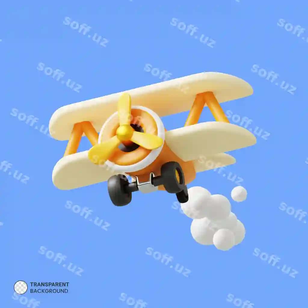 Samolyot macera sayohat ikonka ajraltirilgan 3d render illustratsiya | Airplane adventure travel icon isolated 3d render illustration