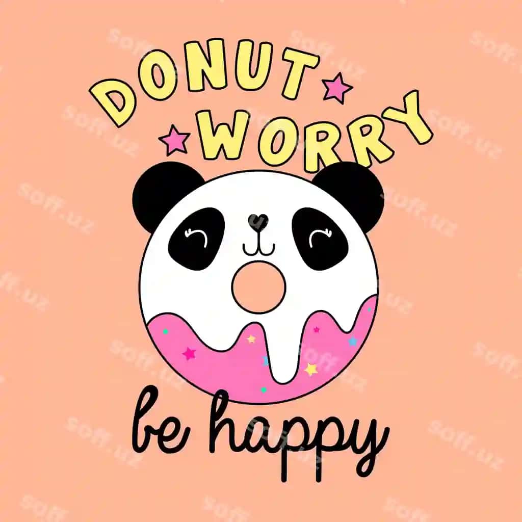 Panda donut tekst donut baxtli bo'ling baxtli bo'ling | Panda donut with text donut happy be happy