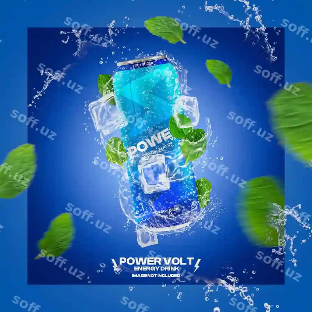 Power volt energetik ichimlik ijtimoiy media post shabloni | Power volt energy drink social media post template