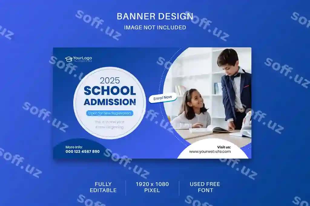 Maktabga kirish uchun ijtimoiy media post banneri dizayni shabloni | School admission social media post banner design template