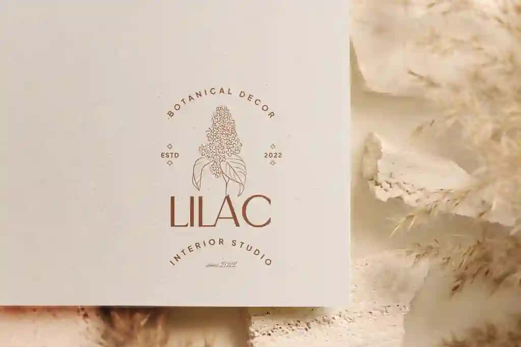 Psd lilac logotipi maketi dizayni | Psd lilac logo mockup design