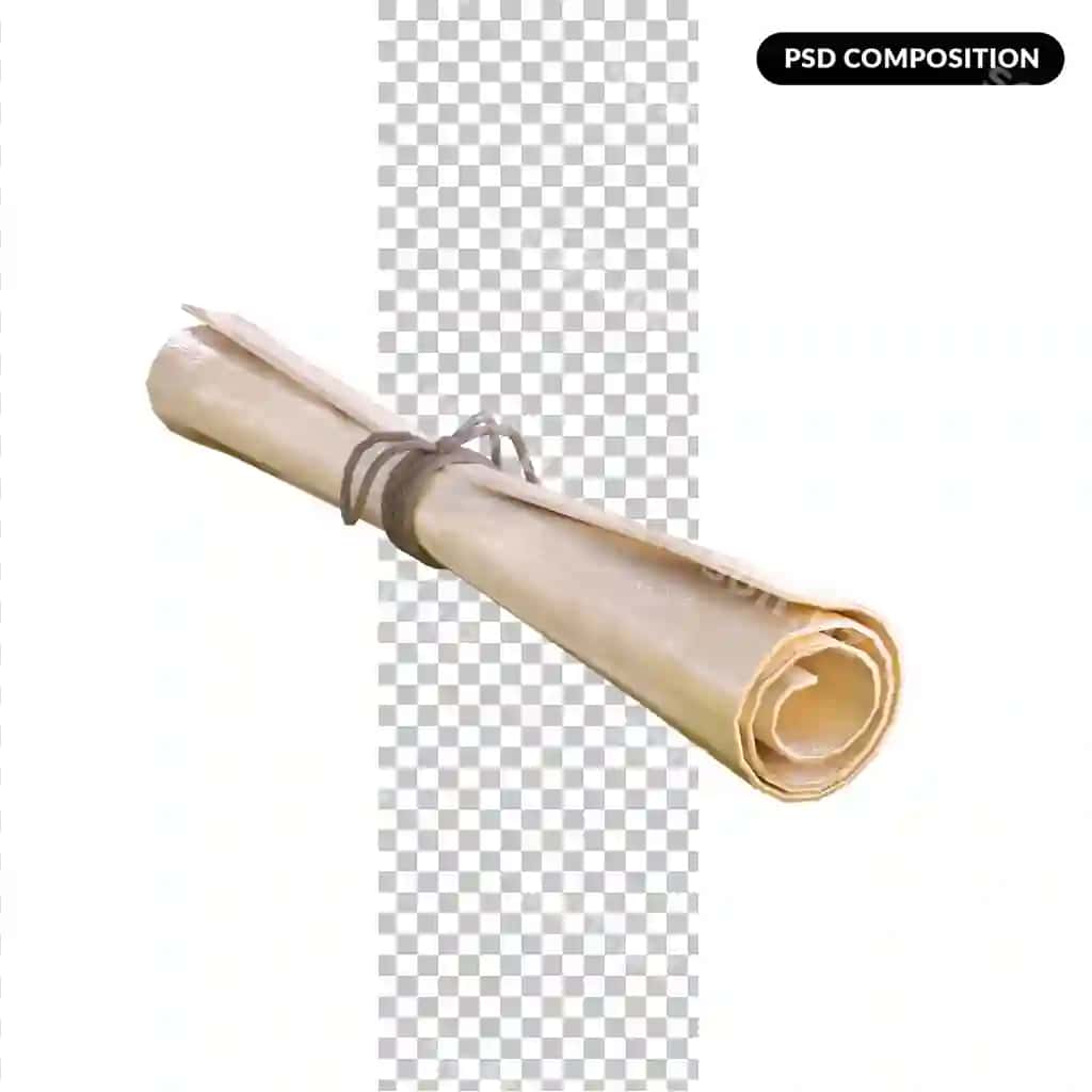 Oq rangli izolyatsiyalangan pergament o'rami | Rolled parchment scroll isolated white