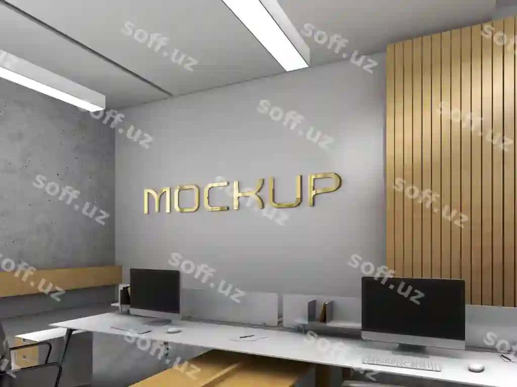 Ofis logotip devori namunasi | Office logo wall mockup