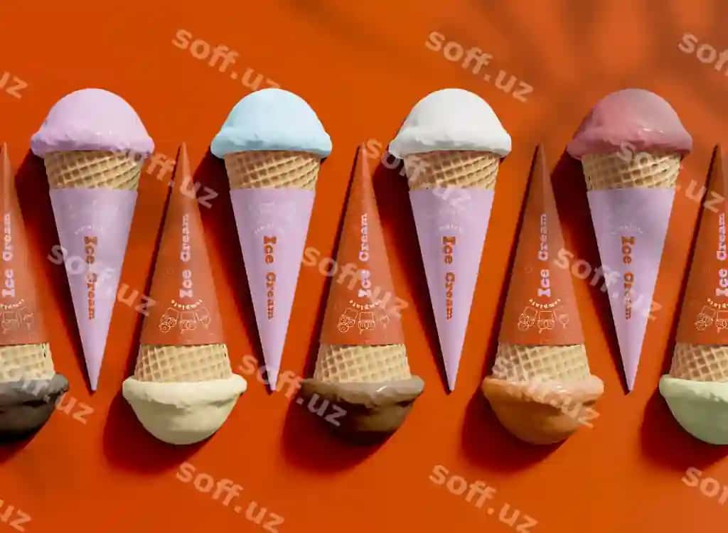 3D massivida muzqaymoq barlari maketi | 3d array ice cream bars mockup