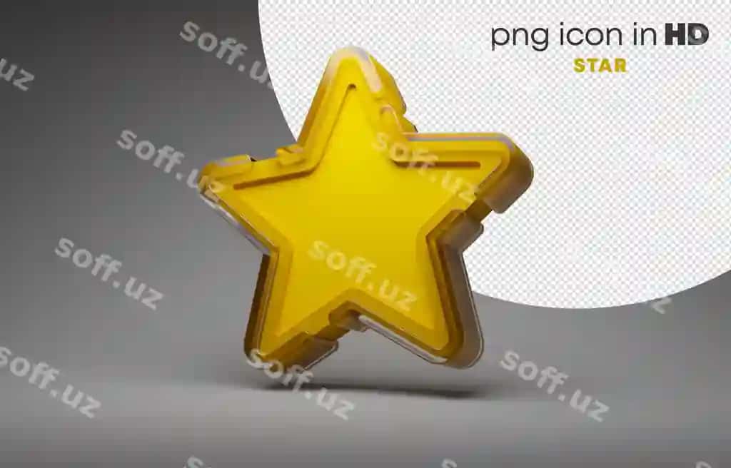 Chapda shaffof fon yulduzli 3D belgisi | 3d icon with transparent background star left