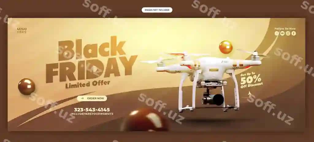 Black Friday super sotuv Facebook cover banner shabloni | Black friday super sale facebook cover banner template