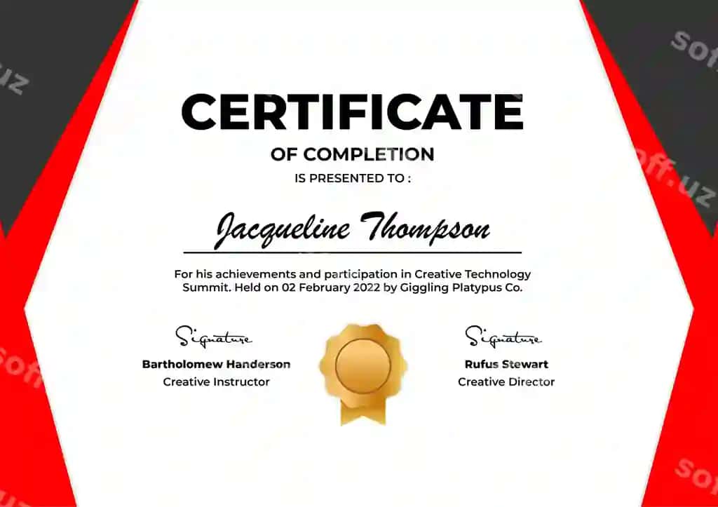 Guvohnoma tugatish zamonaviy vektor shabloni | Certificate completion modern vector template