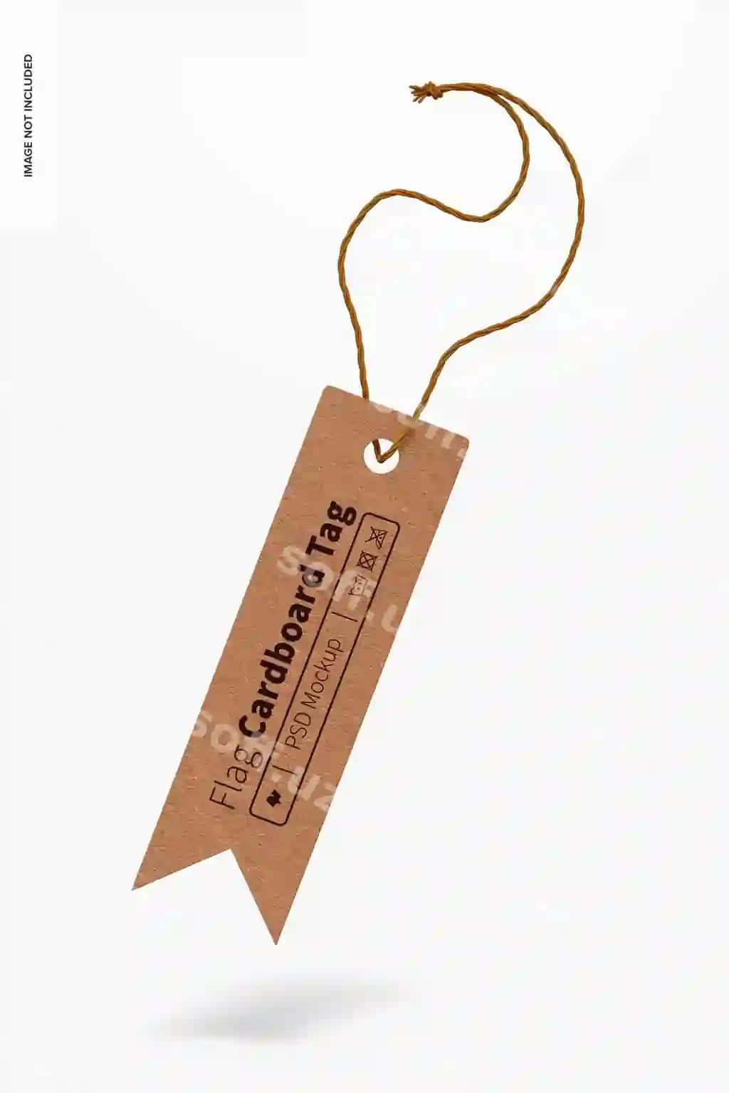 Bayroq shaklidagi karton belgisi namunasi tushayotgan | Flag shaped cardboard tag mockup falling