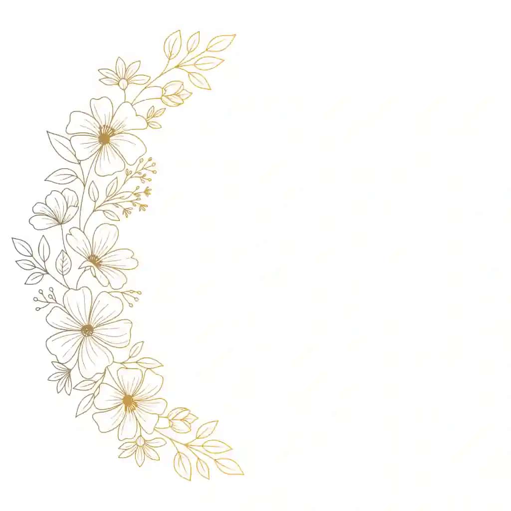 Qo'lda chizilgan oqlangan oltin gradient gulli chegara vektor tasviri | Elegant gold gradient floral border vector illustration with handdrawn