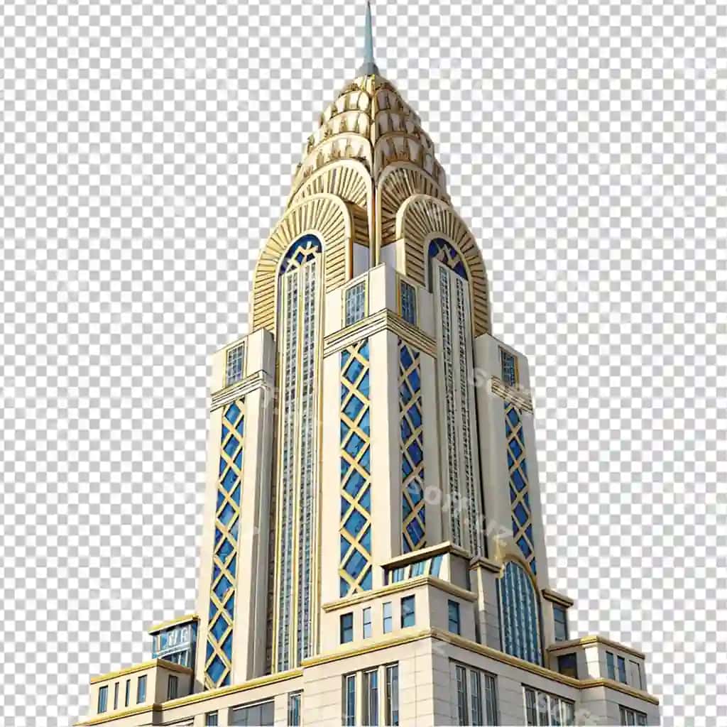 Art-deko ko'rpa oq fonda | Art deco tower white background