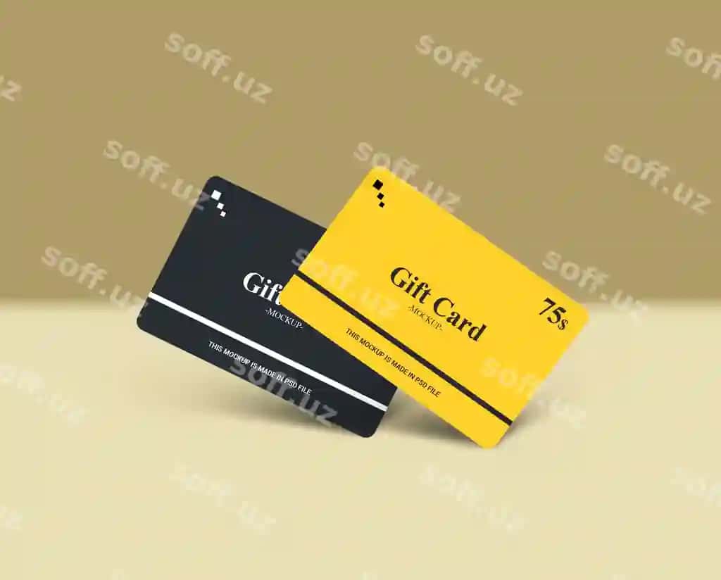 Sovg'a kartasi smart-kartasi chegirma kartasi taklif kartasi shabloni | Gift card smart card discount card offer card mockups template