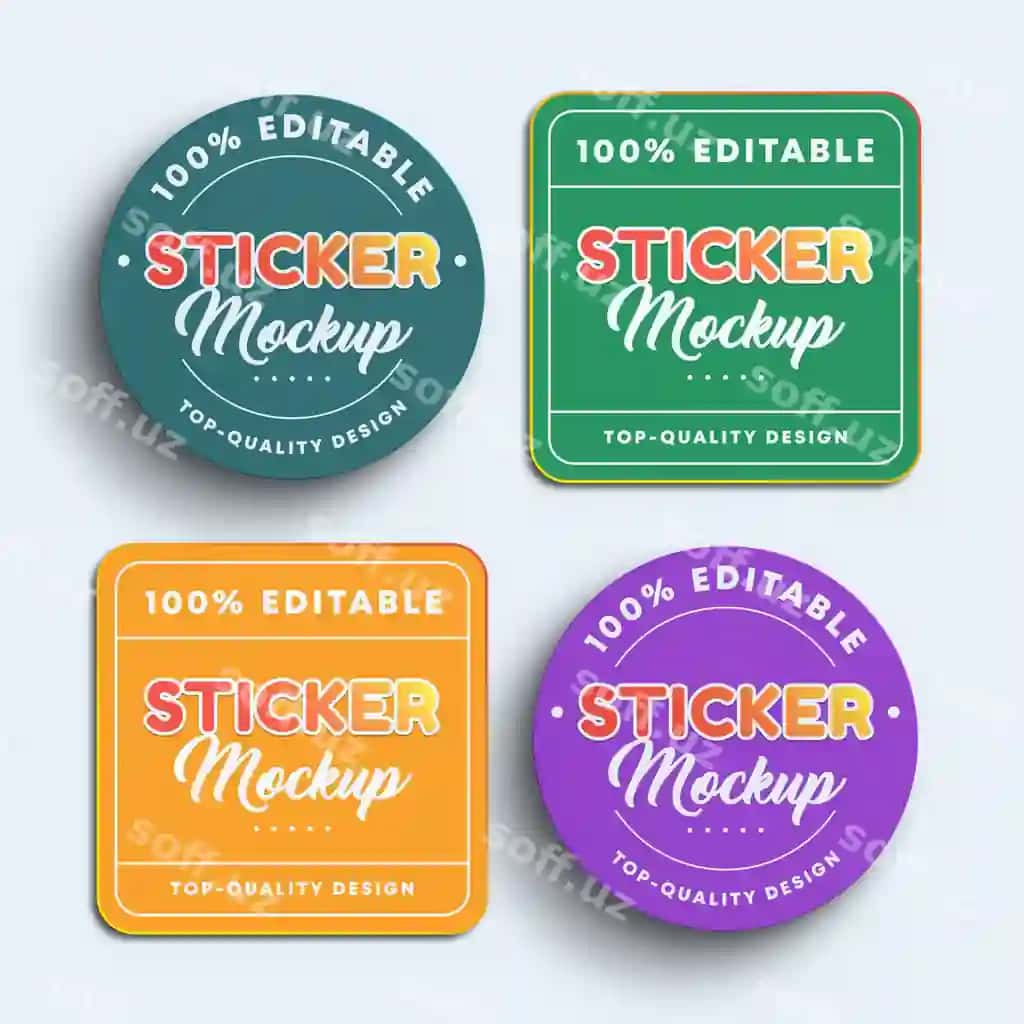Balansli sifatli tashqi dizaynlar to'plami | Highquality sticker mockup collection