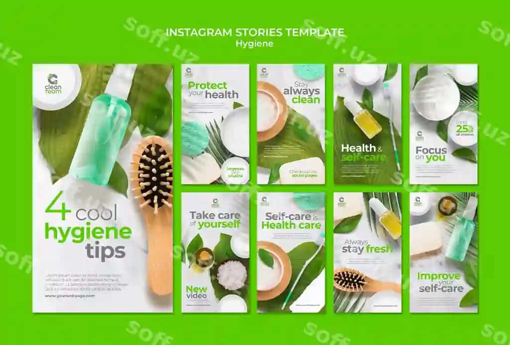 Gigiena Instagram xabarlar shablon dizayni | Hygiene instagram stories template design