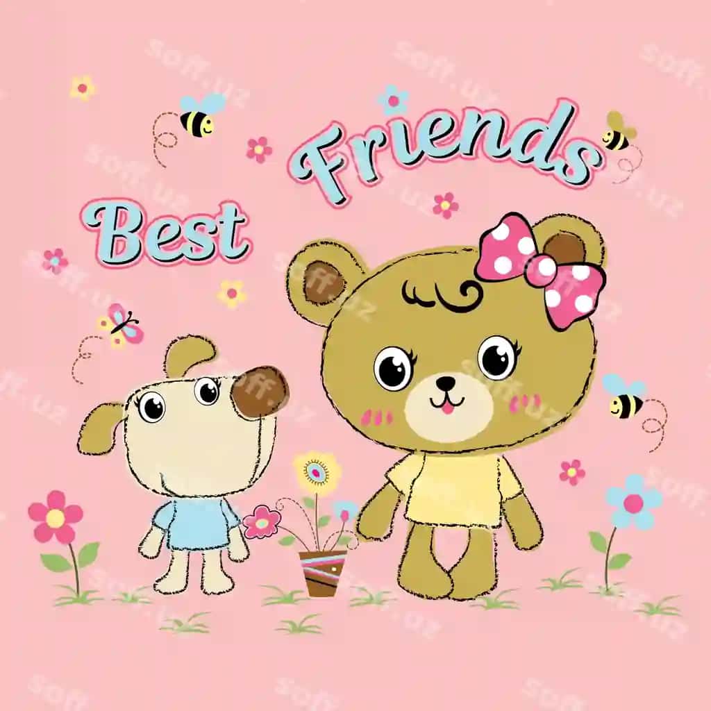 Chiroyli ayiq do'stlari bilan o'yin o'tkazuvchi vektor | Cute bear playing with friends vector