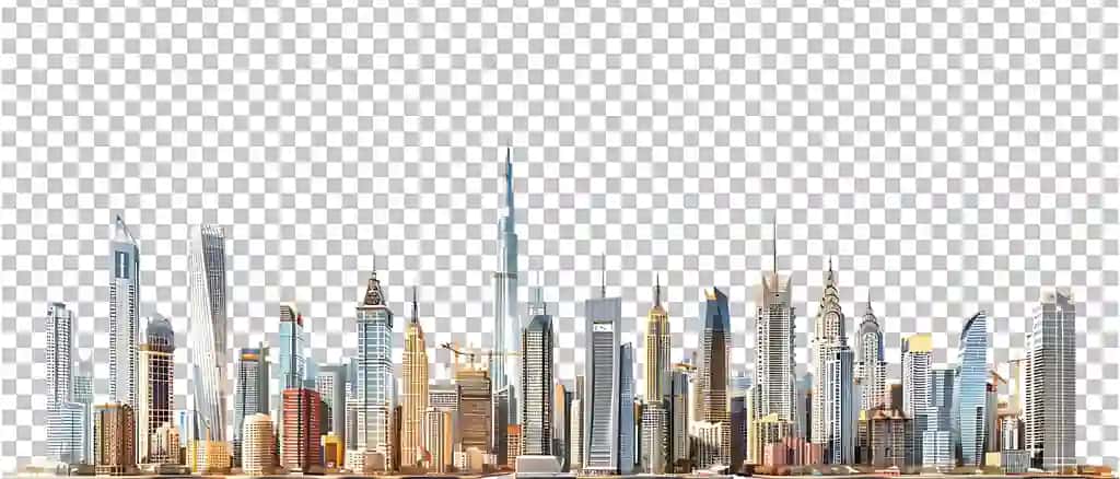 Ajoyib 3D uslubida tasvirlangan gavjum shahar osmon chizig'i ko'zga tashlanadi | Skyline bustling city depicted striking 3d style emerges prominently