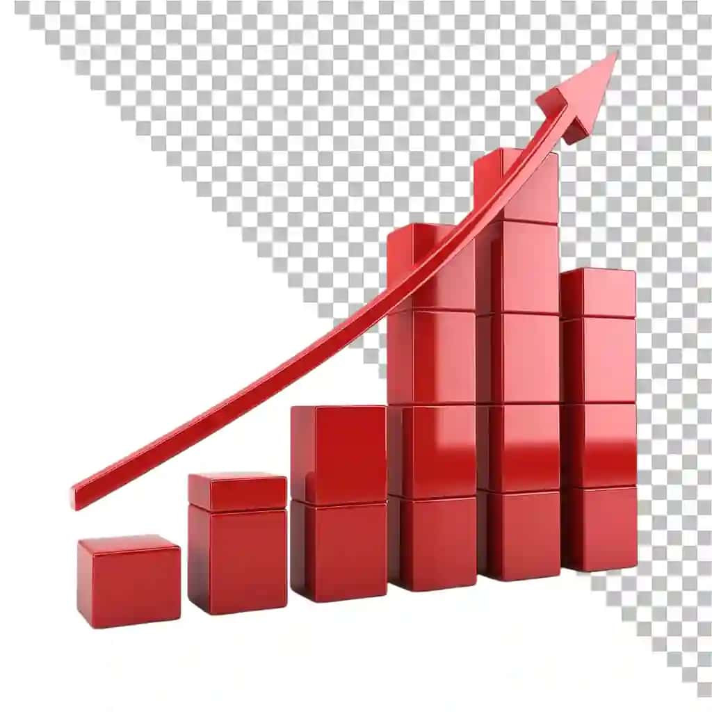 Ko'tarilgan o'q bilan biznes o'sish jadvali | Business growth chart with rising arrow