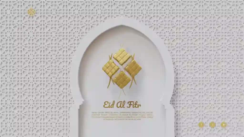 Ramazon hayiti ochilish sahifasi shabloni ketupat bilan 3D render tasviri | Eid al fitr landing page template with ketupat 3d render illustration