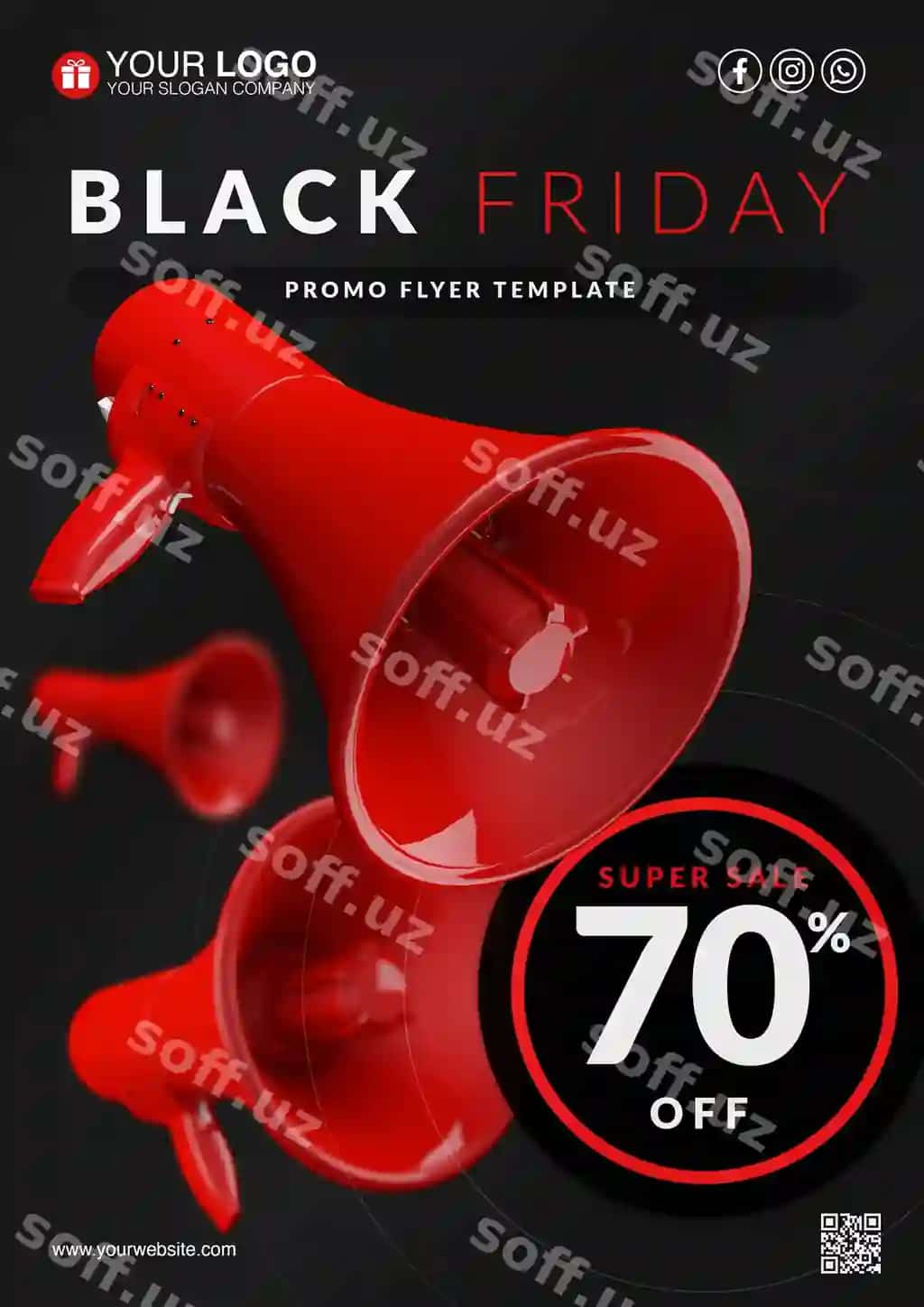 Qora juma reklama varaqasi shabloni | Black friday promo flyer template