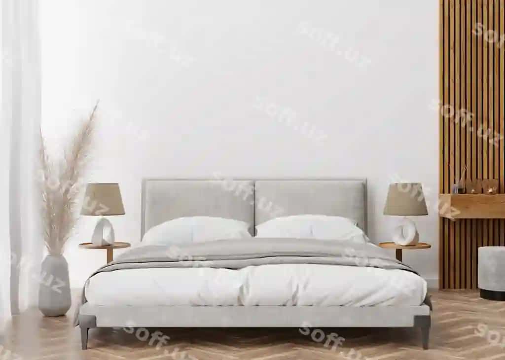 Bo'sh oq devor zamonaviy qulay uy xonasi model interyer zamonaviy uslub erkin maydon nusha maydoni sizning rasm matni boshqa dizayn uy xonasidagi lampalar parket pampas grass 3D render | Empty white wall modern cozy bedroom mock up interior contemporary style free space copy space your picture text another design bed lamps parquet pampas grass 3d rendering