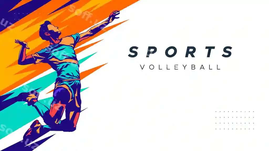 Vektor illustratsiyasi volleyboliston sakrab chiqgan smash harakati | Vector illustration volleyball athlete with jumping smash action