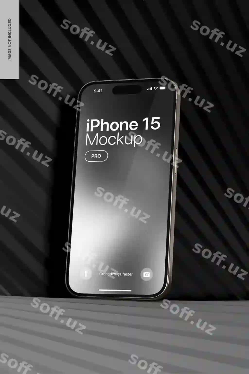 Iphone 15 pro qog'oz akkordeon fon maketi bilan | Iphone 15 pro with paper accordion backdrop mockup