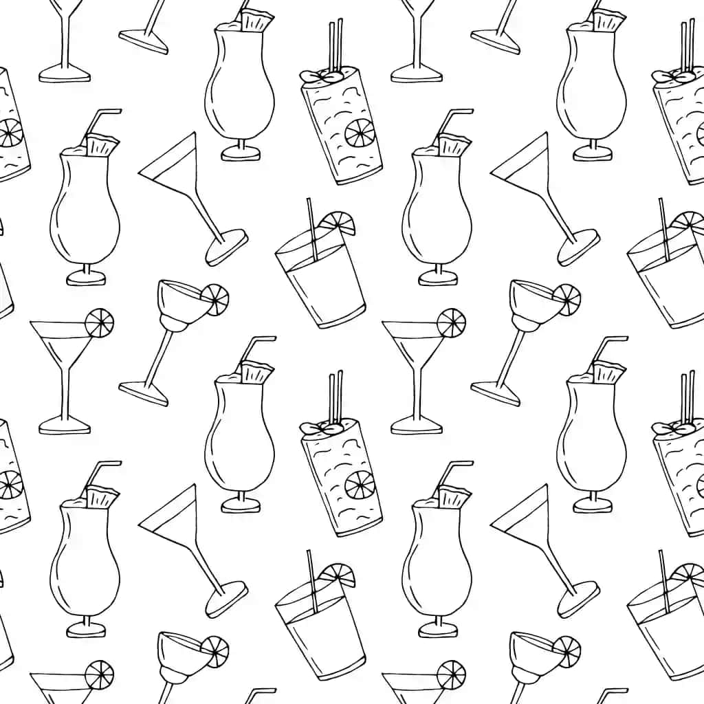 Kokteyllar choksiz naqsh vektor illyustratsiyasi qo'lda chizilgan doodle | Cocktails seamless pattern vector illustration hand drawing doodle