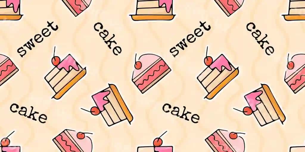 Shirinliklar bilan chiroyli, choksiz naqshli tortlar vektorli choksiz | Cute seamless pattern with sweets print with cakes vector seamless