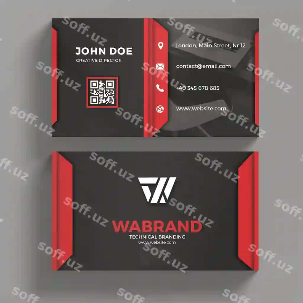 Qizil ko'k biznes vizitka | Red blue business card