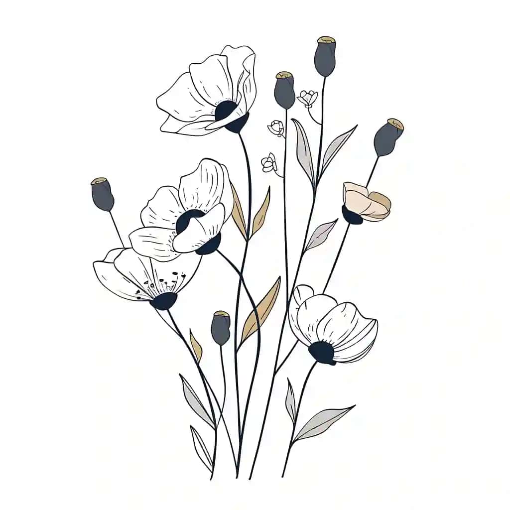 Oqlangan qo'lda chizilgan gulli tasvir | Elegant handdrawn floral illustration
