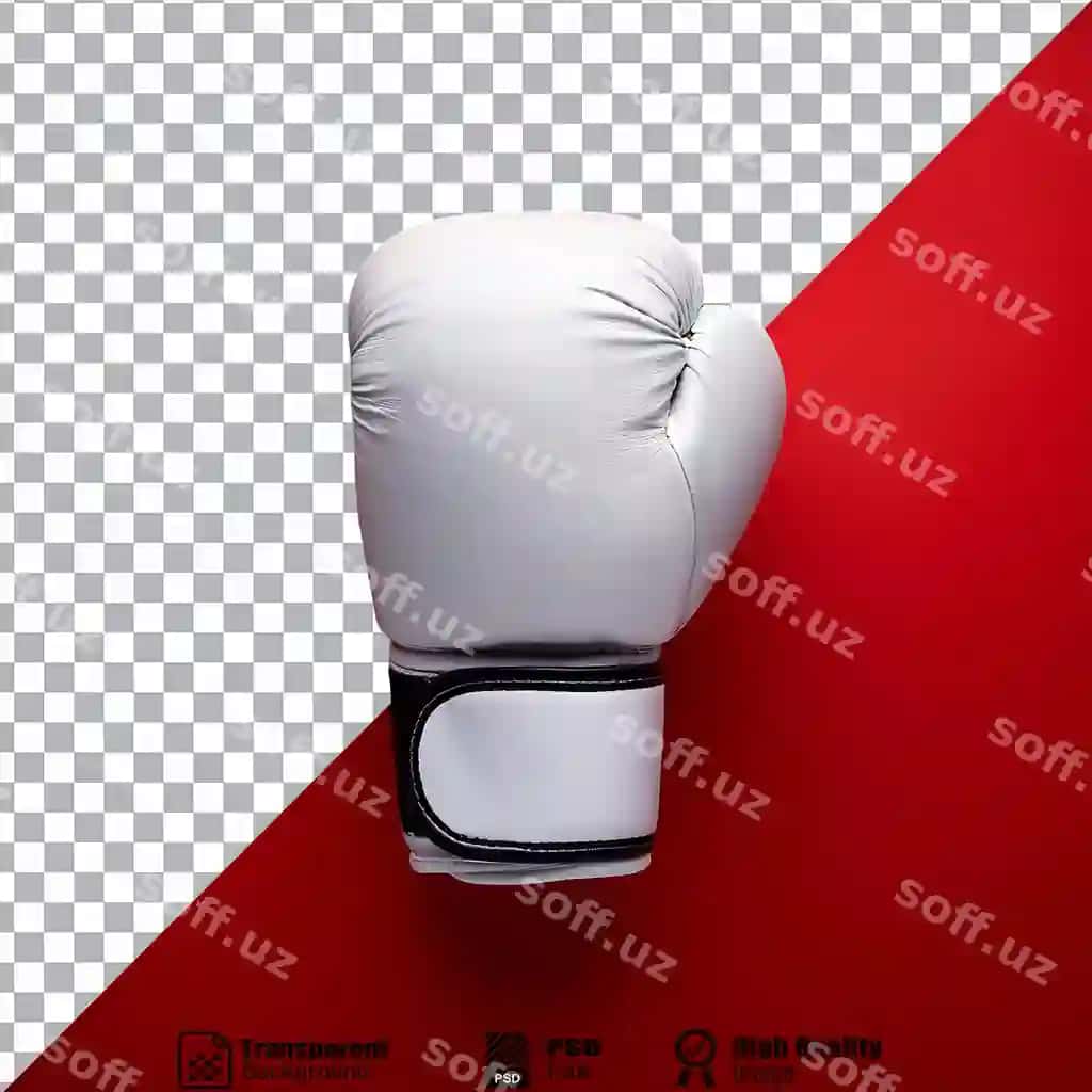 Qora kamar belgisi belgisi bilan oq boks qo'lqop | White boxing glove with black strap symbol icon