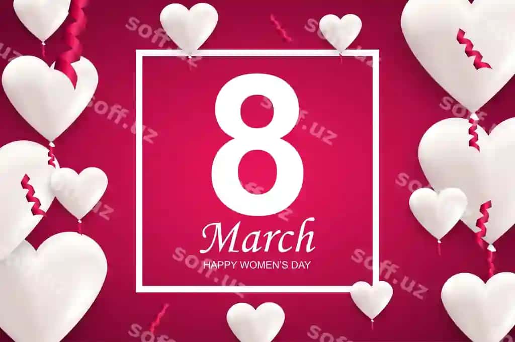 8-mart xalqaro baxrom ayollar kuni salom dizayni | 8 march international happy women s day greeting design