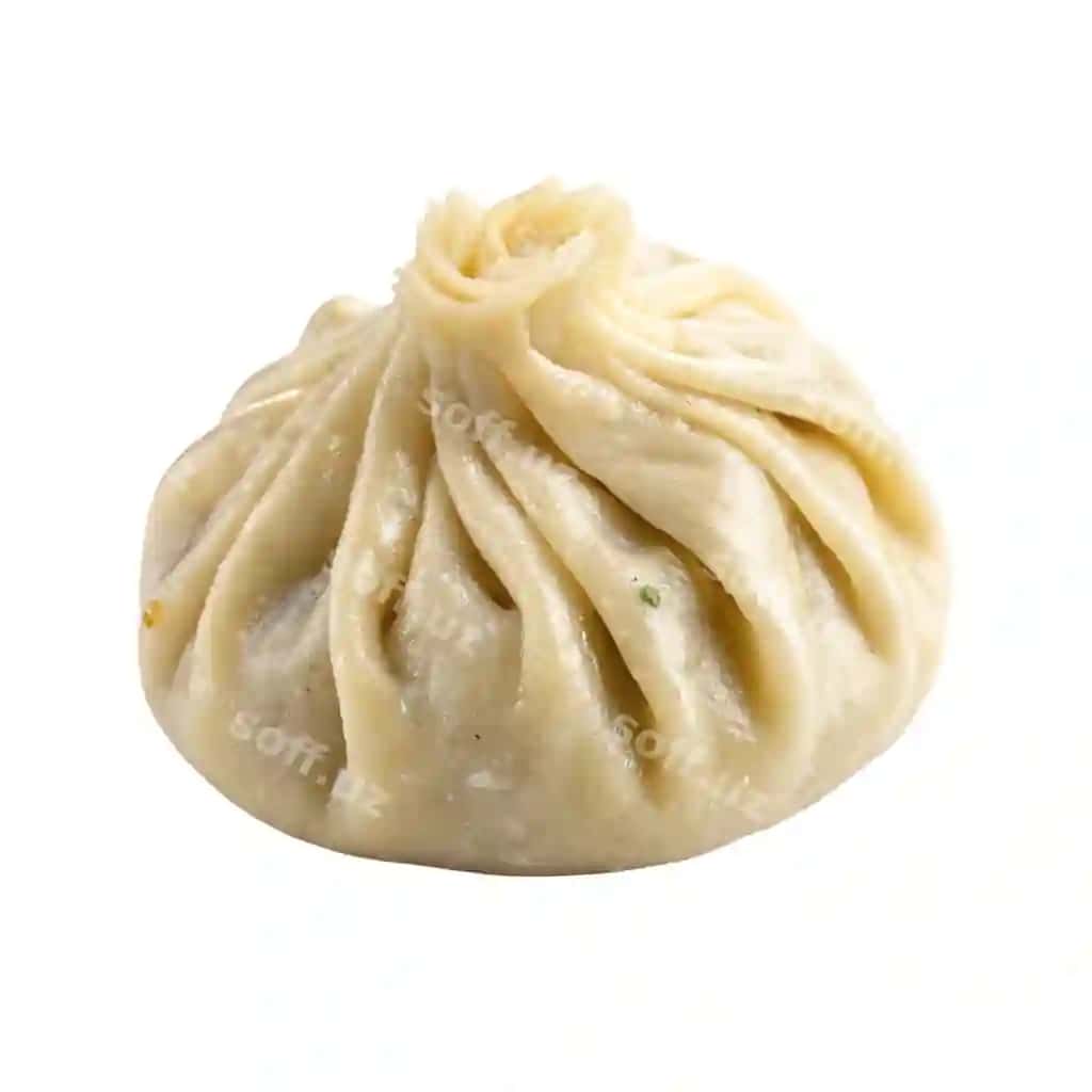 Momo tomon ko'rinishi butun uzunlik ajraltirilgan oq fonda | Momo dumpling side view full length isolate white background
