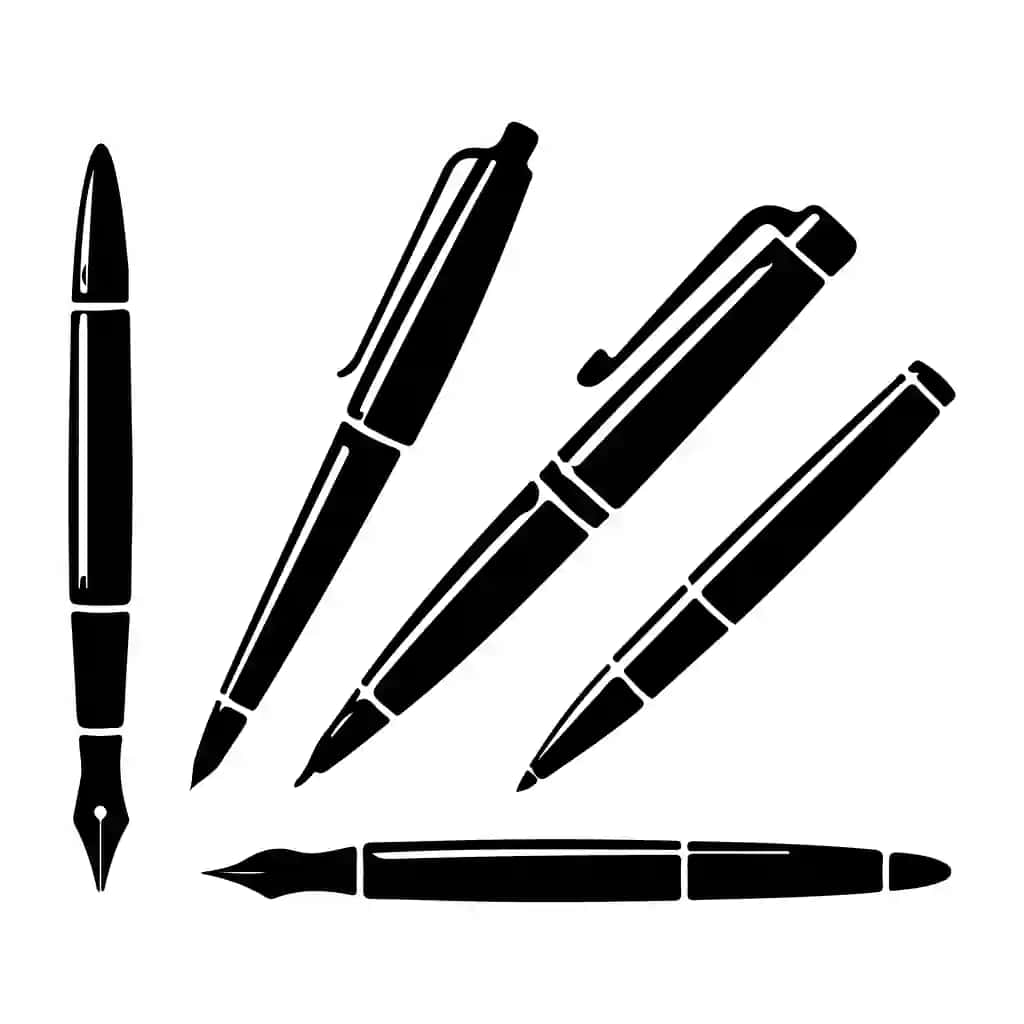Qalam belgisi siluetini o'rnating | Set pen icon silhouette