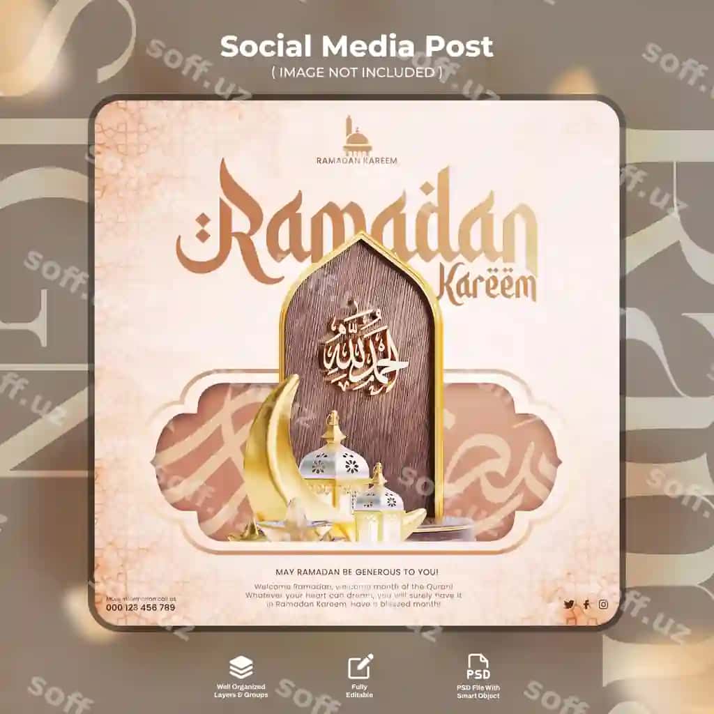 Baxirli Ramazon Muborak Islomiy Bayram Tabrigi Ijtimoiy Media Xabari | Happy ramadan mubarak islamic festival greeting social media post