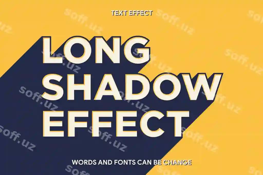 Uzoq soya tahrirlanadigan matn effekti | Long shadow editable text effect