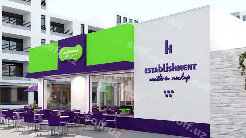 Fassada acai biznes tashkilot modeli | Facade acai business establishment mock up
