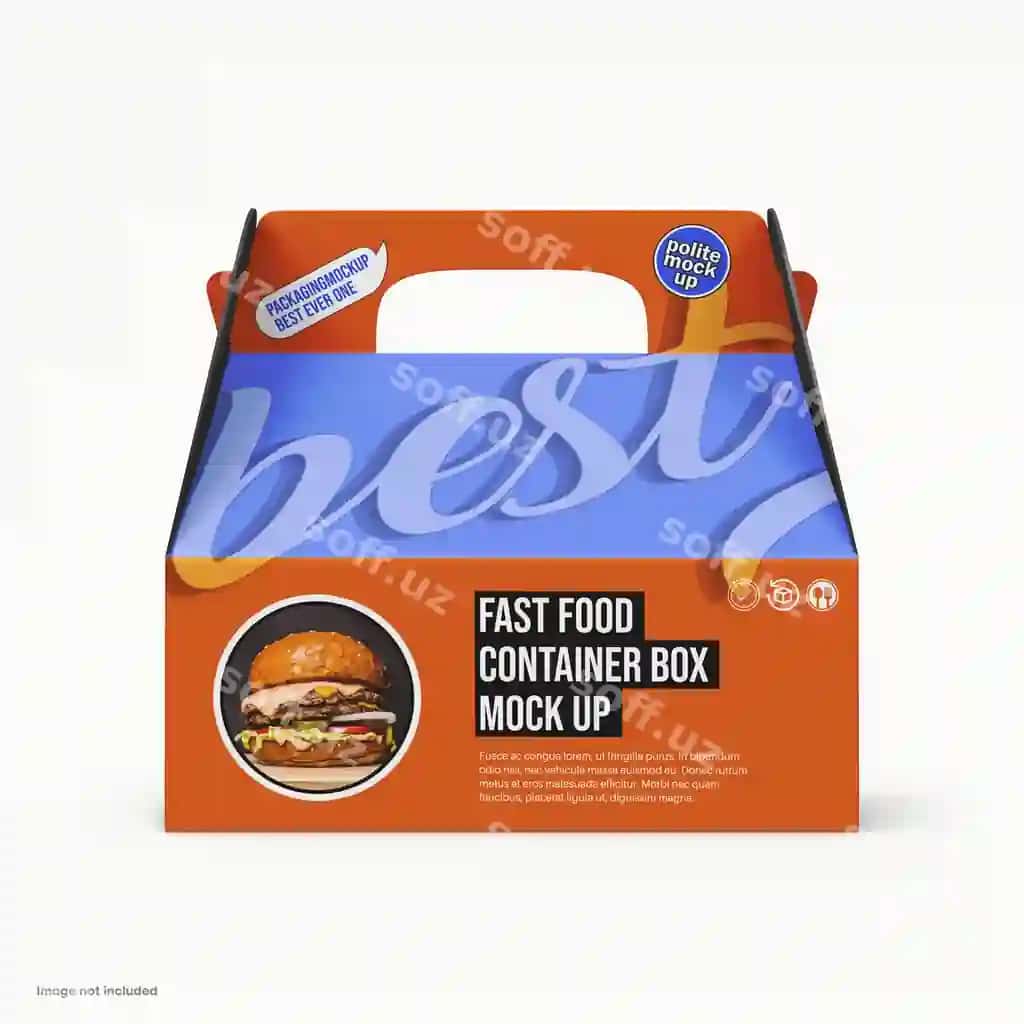 Ovqat olib chiqish piknik takeaway qutisi namunasi tort qutisi namunasi | Food carry picnic takeaway box mockup cake box mockup