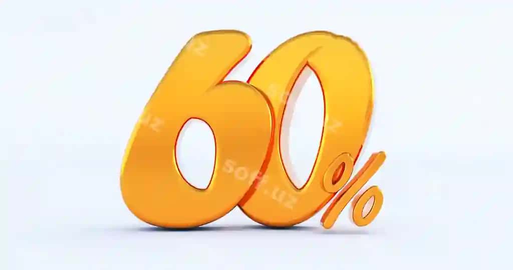 60 oltin oltmish foiz ajraltirilgan oq fonda 3d render | 60 gold sixty percent isolated white background 3d render