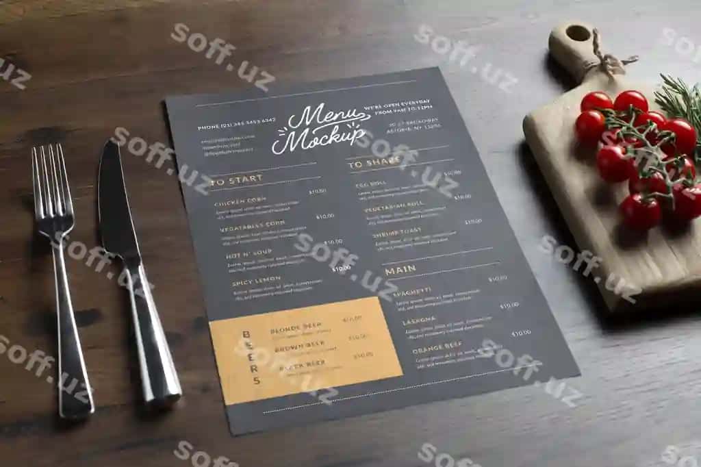 Kafe qog'oz menyusining maketi | Cafe paper menu mock up