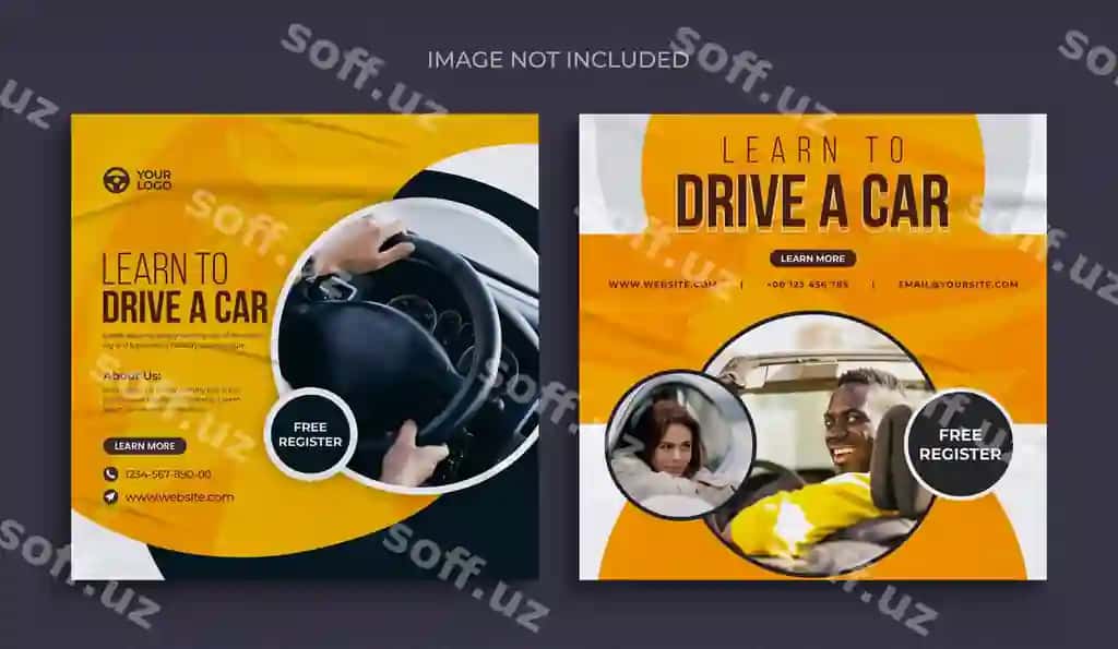 Gradient haydixona ijtimoiy tarmoqlar uchun varaq shabloni | Gradient driving school social media cover template