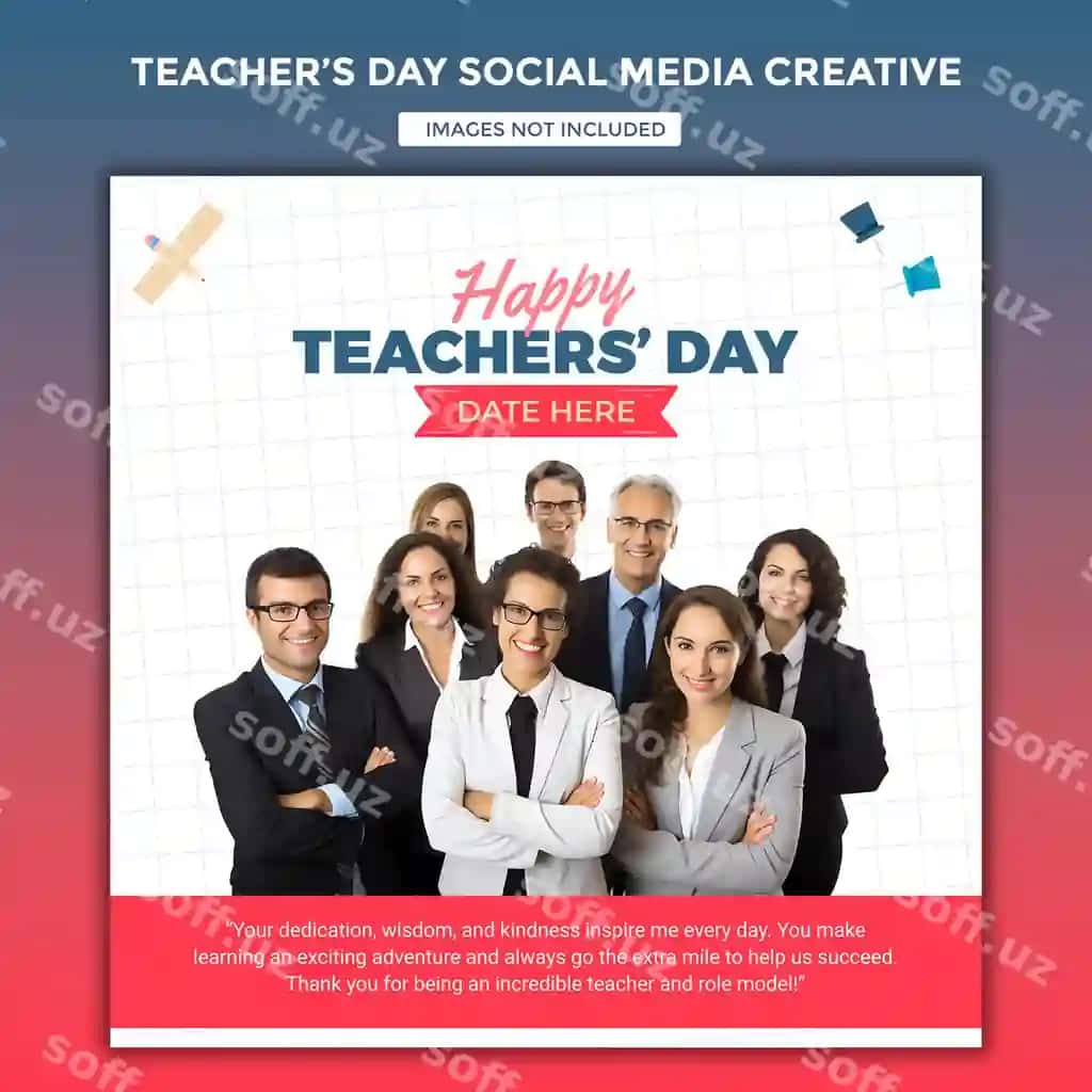 O'qituvchilar kuni bilan tabriklaymiz, ijtimoiy tarmoqlarda kreativ dizayndagi banner reklamalarini joylashtiring | Happy teachers day social media post creative design banner ads